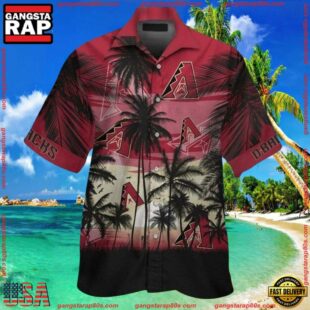 MLB Arizona Diamondbacks Silhouette Palm Sunset Summer Hawaiian Shirt