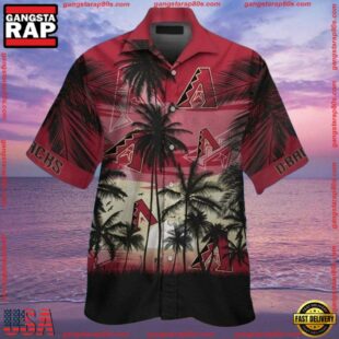 MLB Arizona Diamondbacks Silhouette Palm Sunset Summer Hawaiian Shirt