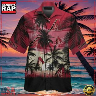 MLB Arizona Diamondbacks Silhouette Palm Sunset Summer Hawaiian Shirt