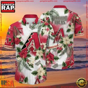 MLB Arizona Diamondbacks Tropical Hibiscus Summer Aloha Shirt