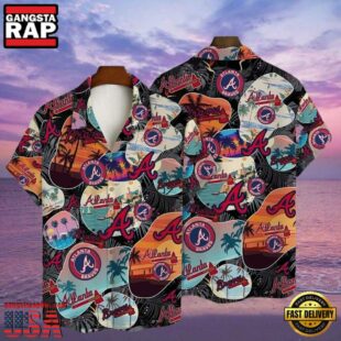 MLB Atlanta Sunset Braves Style Hot Trending Summer Hawaiian Shirt - Tropical Night Vibes