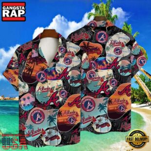 MLB Atlanta Sunset Braves Style Hot Trending Summer Hawaiian Shirt - Tropical Night Vibes