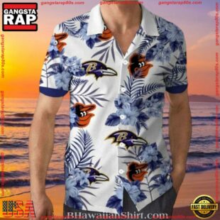 MLB Baltimore Orioles And Ravens Dual Team Aloha Shirt