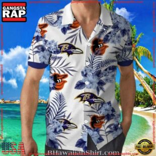 MLB Baltimore Orioles And Ravens Dual Team Aloha Shirt