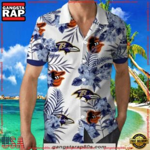 MLB Baltimore Orioles And Ravens Dual Team Aloha Shirt