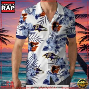 MLB Baltimore Orioles And Ravens Dual Team Aloha Shirt