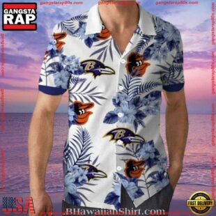 MLB Baltimore Orioles And Ravens Dual Team Aloha Shirt