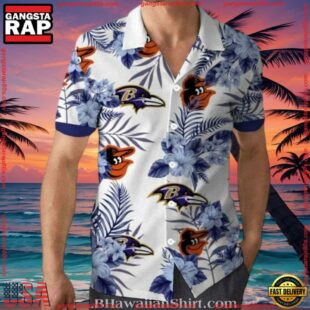 MLB Baltimore Orioles And Ravens Dual Team Aloha Shirt