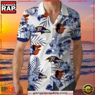 MLB Baltimore Orioles And Ravens Dual Team Aloha Shirt