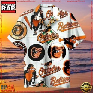 MLB Baltimore Orioles Classic Logo Summer Hawaiian Shirt