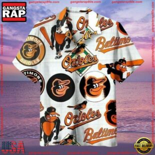 MLB Baltimore Orioles Classic Logo Summer Hawaiian Shirt