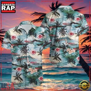 MLB Beachside Reds Serenade - Cincinnati Reds Calm Palms Hawaiian Shirt