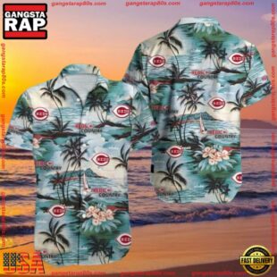 MLB Beachside Reds Serenade - Cincinnati Reds Calm Palms Hawaiian Shirt