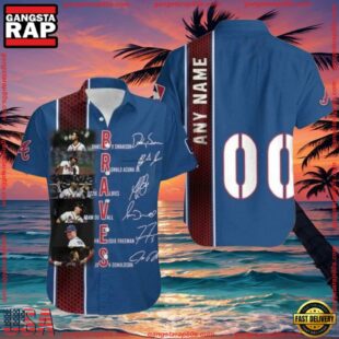 MLB Bravesaholic Custom Name And Number Hawaiian Shirt