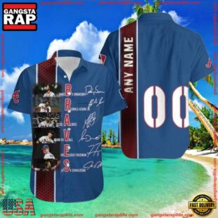 MLB Bravesaholic Custom Name And Number Hawaiian Shirt