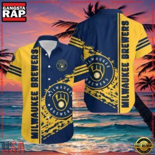 MLB Brewers Game Day - Milwaukee Brewers Floral Aloha Shirt