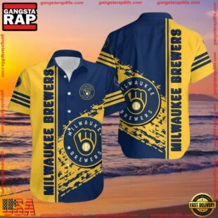 MLB Brewers Game Day - Milwaukee Brewers Floral Aloha Shirt