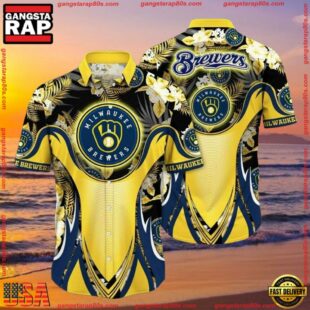 MLB Brewers Splatter - Milwaukee Brewers Dynamic Design Aloha Shirt