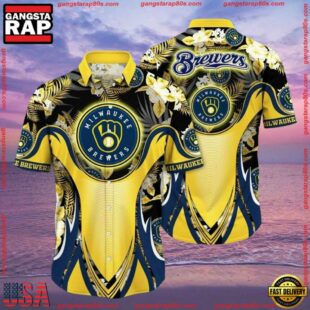 MLB Brewers Splatter - Milwaukee Brewers Dynamic Design Aloha Shirt