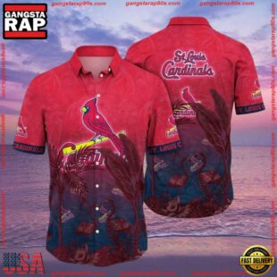 MLB Cardinals In Paradise Red Tropical Hawaiian Shirt