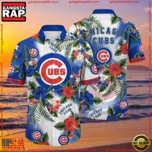 MLB Chicago Cubs Beachside Bloom Hawaiian Shirt - Lush Floral And Oceanic Blues