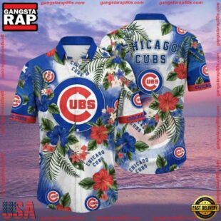 MLB Chicago Cubs Beachside Bloom Hawaiian Shirt - Lush Floral And Oceanic Blues