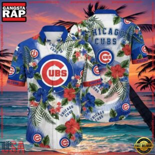 MLB Chicago Cubs Beachside Bloom Hawaiian Shirt - Lush Floral And Oceanic Blues