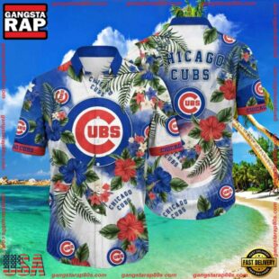 MLB Chicago Cubs Beachside Bloom Hawaiian Shirt - Lush Floral And Oceanic Blues