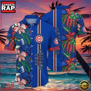 MLB Chicago Cubs Botanical Pitch Hawaiian Shirt - Vibrant Flora And Stripes