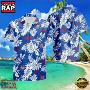 MLB Chicago Cubs Crisp Monochrome Aloha Hawaiian Shirt