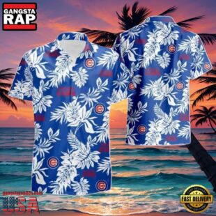 MLB Chicago Cubs Crisp Monochrome Aloha Hawaiian Shirt