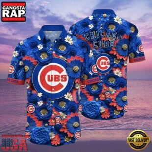 MLB Chicago Cubs Floral Fanfare Aloha Hawaiian Shirt