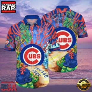 MLB Chicago Cubs Psychedelic Palms Aloha Hawaiian Shirt