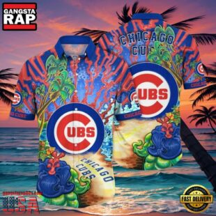 MLB Chicago Cubs Psychedelic Palms Aloha Hawaiian Shirt