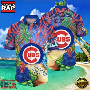 MLB Chicago Cubs Psychedelic Palms Aloha Hawaiian Shirt