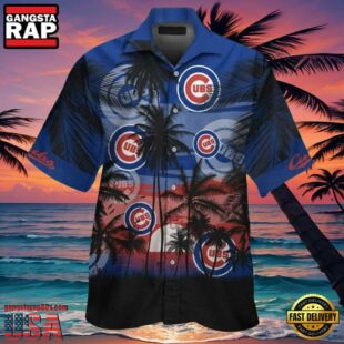 MLB Chicago Cubs Sunset Palms Aloha Hawaiian Shirt