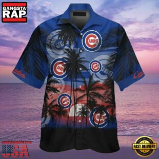 MLB Chicago Cubs Sunset Palms Aloha Hawaiian Shirt