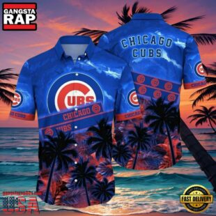 MLB Chicago Cubs Twilight Palms Aloha Hawaiian Shirt