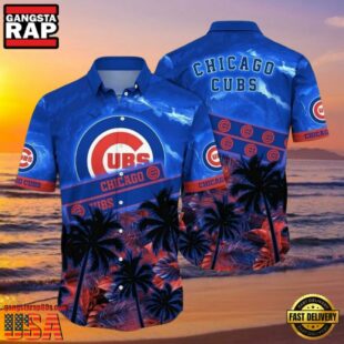 MLB Chicago Cubs Twilight Palms Aloha Hawaiian Shirt