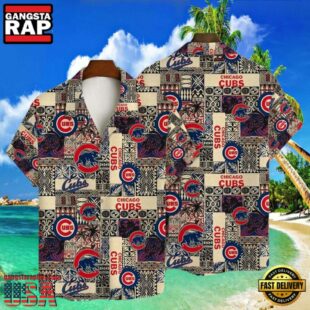 MLB Chicago Cubs Vintage Tribal Print Aloha Hawaiian Shirt