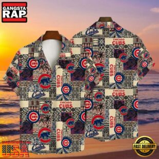 MLB Chicago Cubs Vintage Tribal Print Aloha Hawaiian Shirt