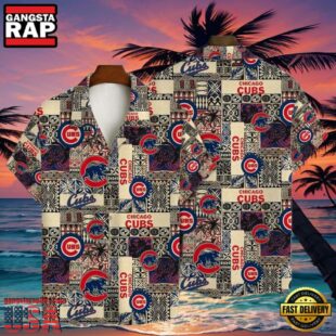 MLB Chicago Cubs Vintage Tribal Print Aloha Hawaiian Shirt