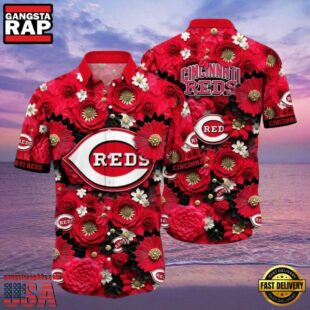 MLB Cincinnati Reds Blooming Baseball Aloha Hawaiian Shirt