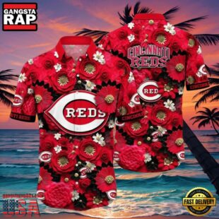 MLB Cincinnati Reds Blooming Baseball Aloha Hawaiian Shirt