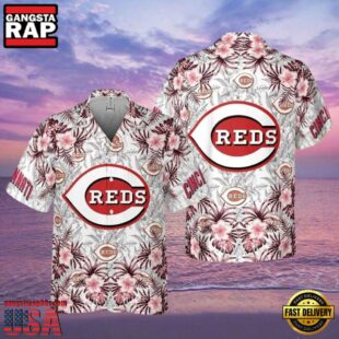 MLB Cincinnati Reds Floral Breeze Hawaiian Shirt Sunset Tropics Edition