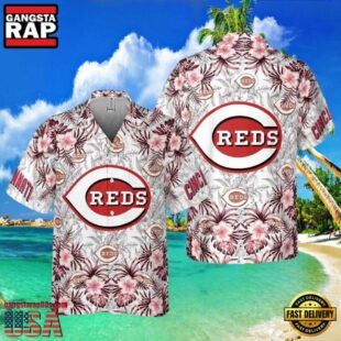 MLB Cincinnati Reds Floral Breeze Hawaiian Shirt Sunset Tropics Edition