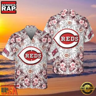 MLB Cincinnati Reds Floral Breeze Hawaiian Shirt Sunset Tropics Edition