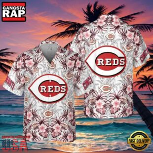 MLB Cincinnati Reds Floral Breeze Hawaiian Shirt Sunset Tropics Edition