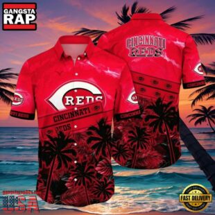 MLB Cincinnati Reds Sunset Palms Tropical Style Hot Trending Summer Hawaiian Shirt