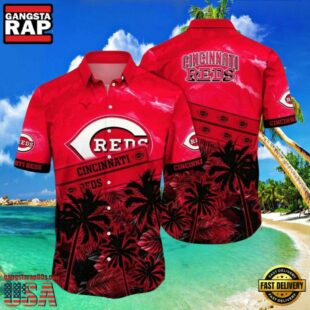 MLB Cincinnati Reds Sunset Palms Tropical Style Hot Trending Summer Hawaiian Shirt